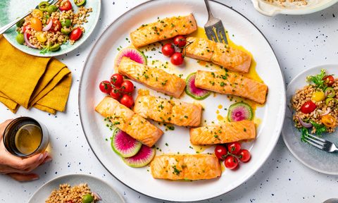 Secret Island Salmon on a plate.