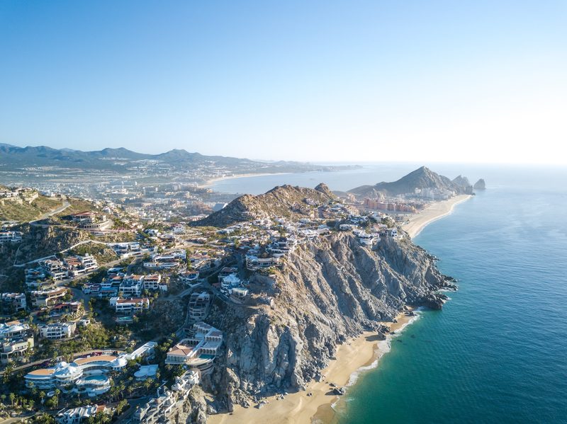 Aerial view of the peninsula in Cabo San Lucas, Mexico.