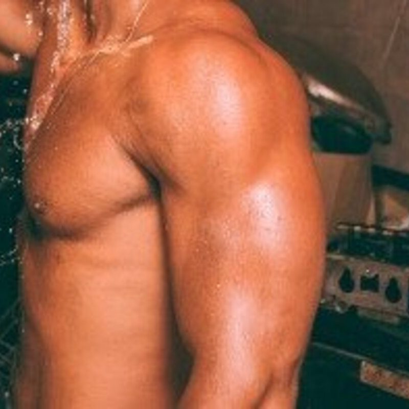 Close-up of a man's muscular arm