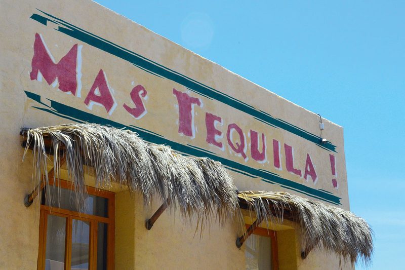 Mas Tequila façade on a bar in Cabo San Lucas, Mexico.