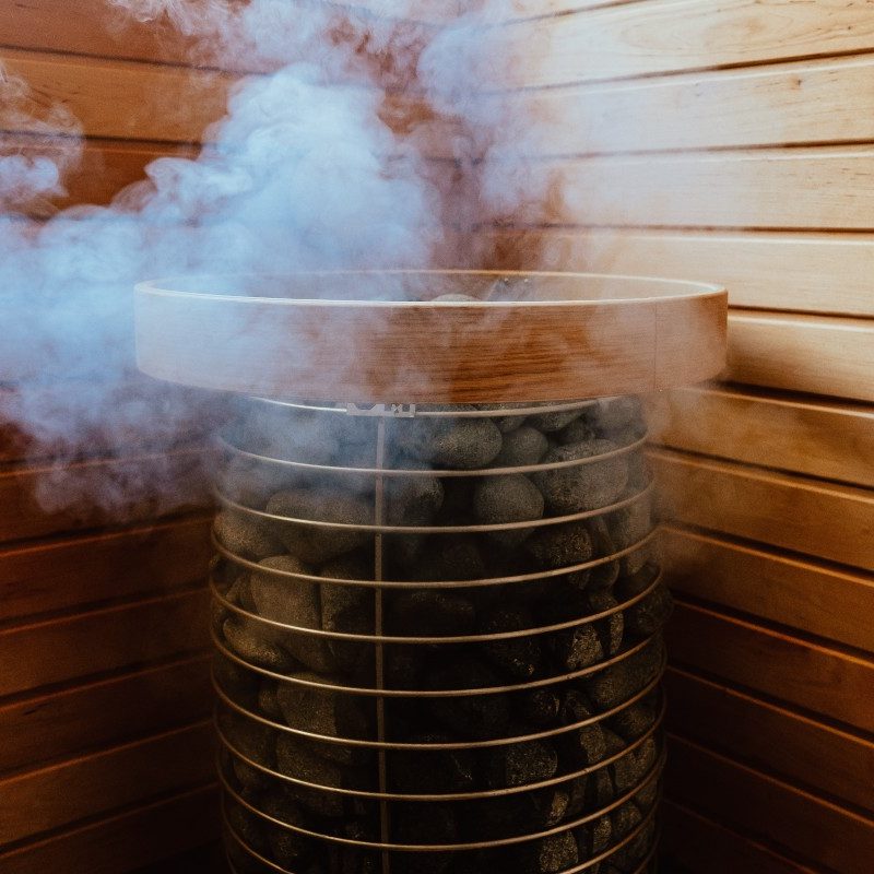 Sweating in a sauna