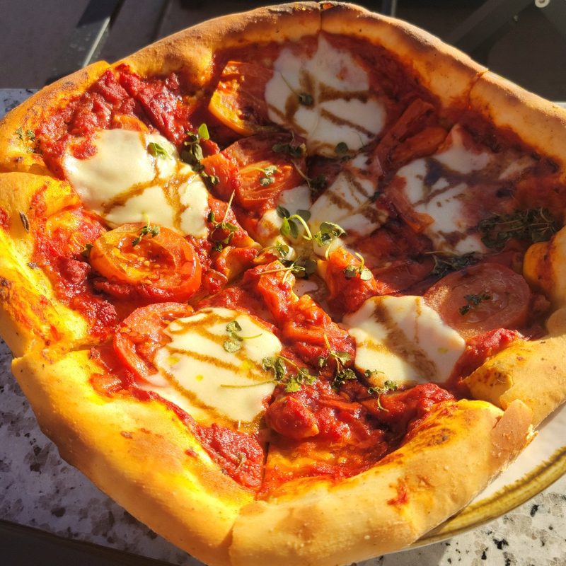 A pizza at the pool at The Boulders Resort in Scottsdale, Arizona.