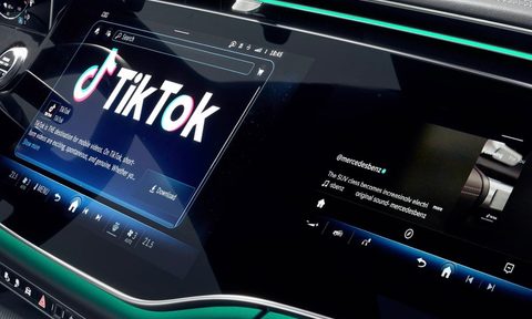 2024 Mercedes-Benz E-Class Superscreen close up on TikTok application.