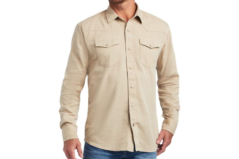 Ariat retro fit shirt in tan color.
