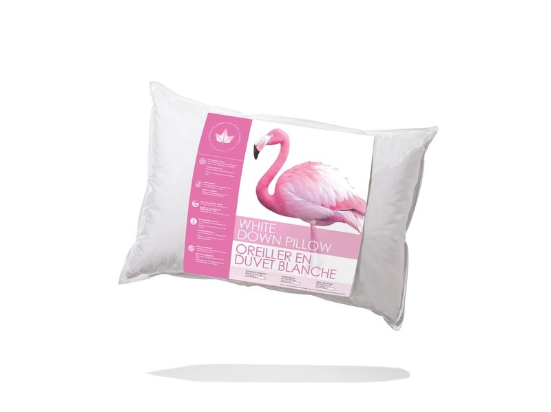 Canadian Down and Feather White Down Pillow in packaging