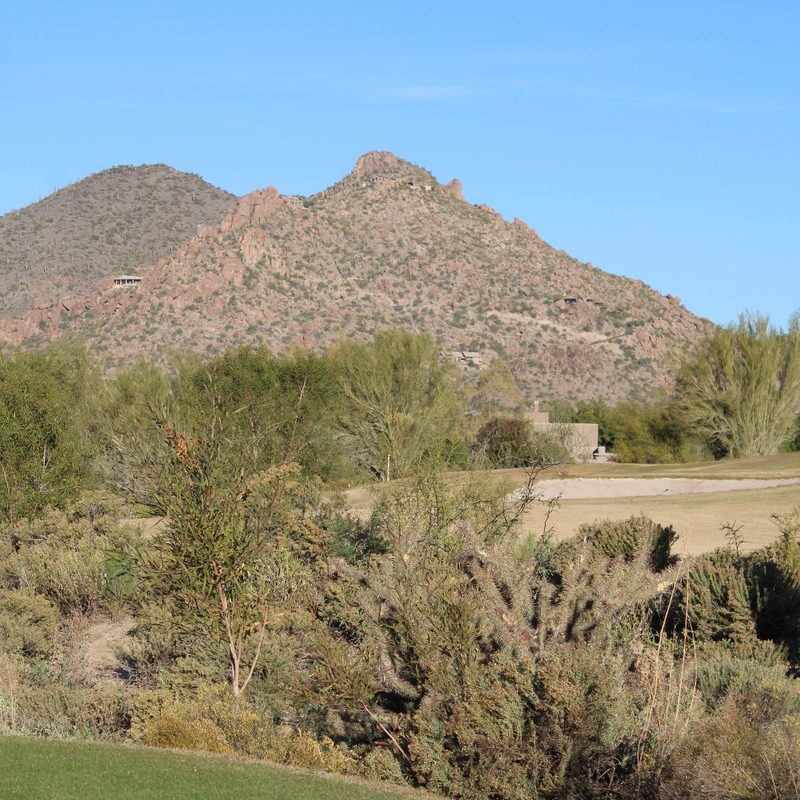 A view of the mountains and the desertscape at The Boulders Resort in Scottsdale, Arizona.
