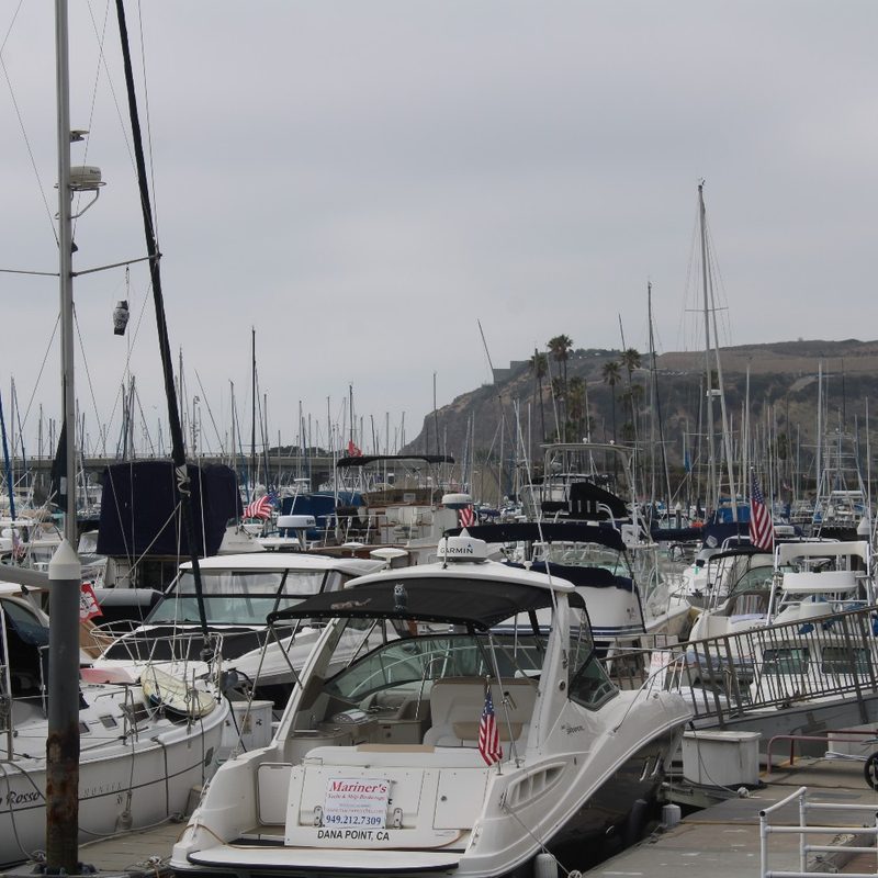 A view of the Dana Point Headlands from Dana Point Harbor in Dana Point, California.