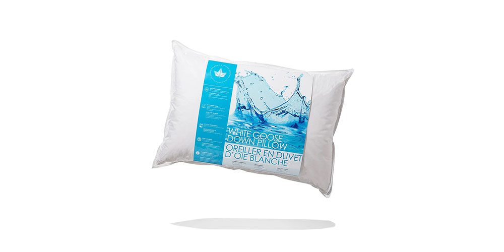 White Goose Down Pillow on a white background.