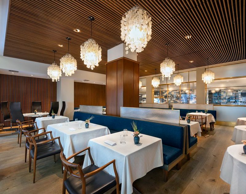 The dining room at Aquavit in NYC.