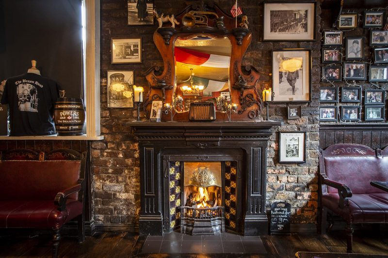 Fireplace and mantle at Dublin's Brazen Head Pub.