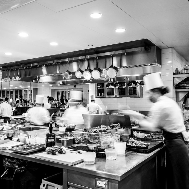 A bird view of the kitchen at Eleven Madison Park.
