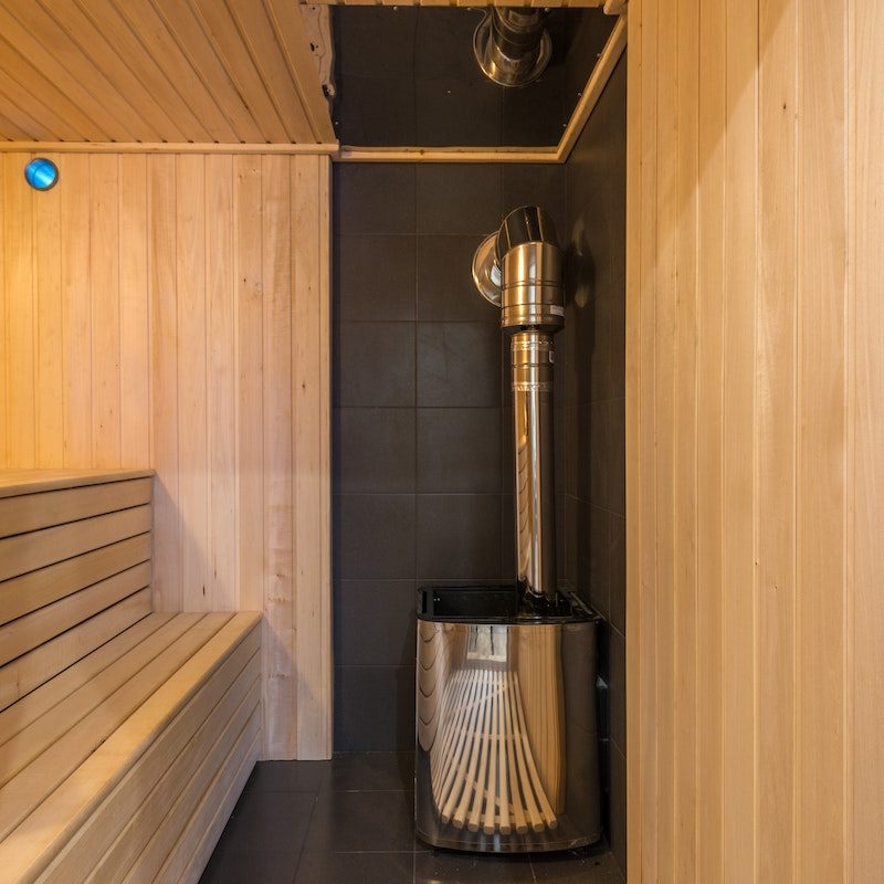 Inside an infrared sauna