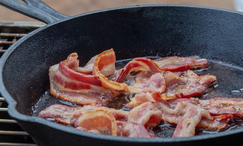 Bacon frying in pan