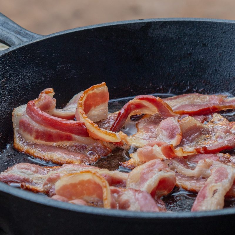 Bacon frying in pan