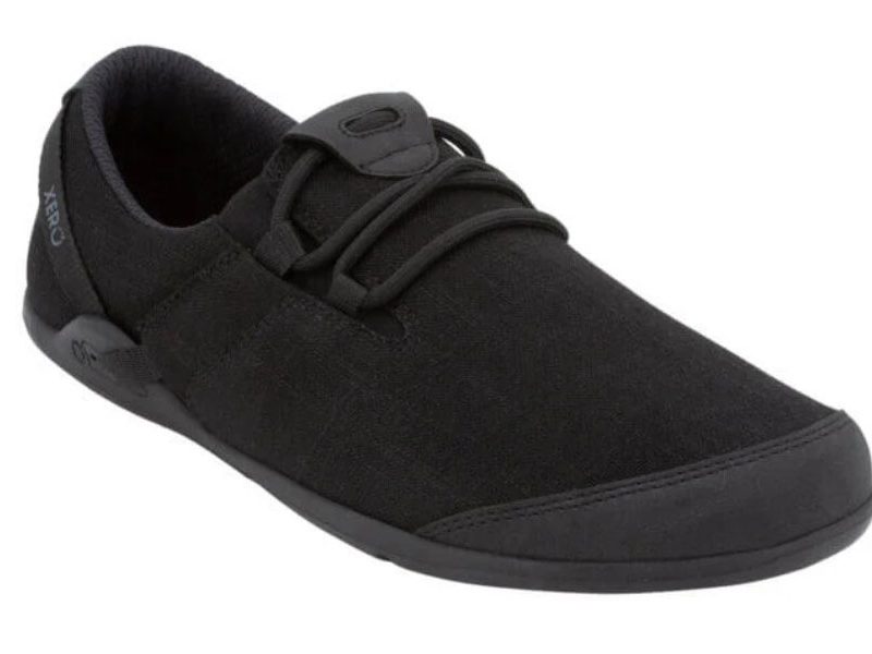 Xero Shoes Hana Men's Slip-on Travel Shoe (black) on a white studio background.