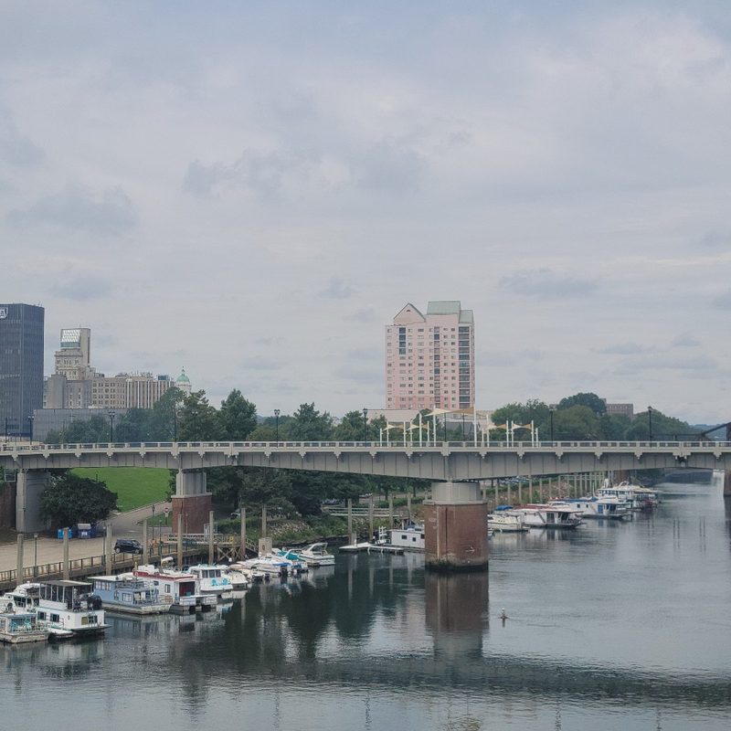A view of the Savannah River and Augusta, Georgia.