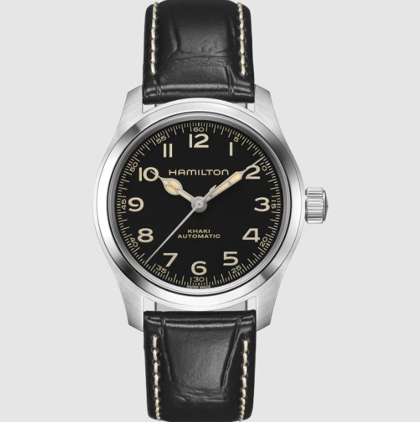 best field watches for men hamilton khaki watch with black leather strap