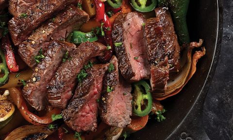 Grilled bavette steak fajitas with grilled tortillas from Omaha Steaks