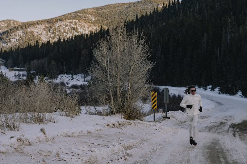 Man running in the winter weather.