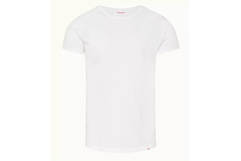 Orlebar Brown tshirt in white on a light gray background.