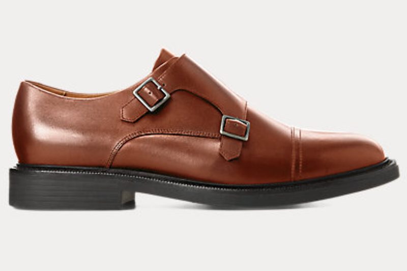 Ralph Lauren Asher Monk-Strap Shoe in pale russet color.