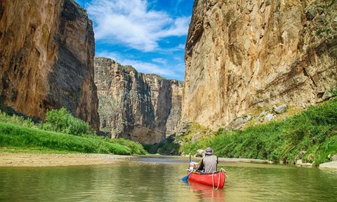 People kayaking down the river at the Big Bend National Park.