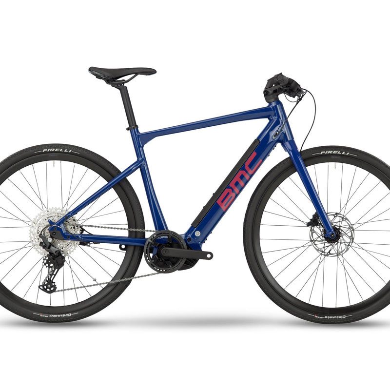 BMC Alpenchallenge AMP AL Electric Bike on a white studio background.