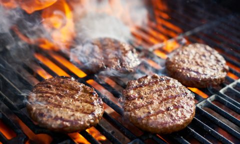 burgers on grill