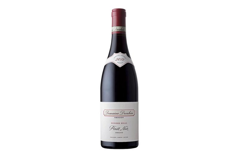 A bottle of Domaine Drouhin Pinot Noir.