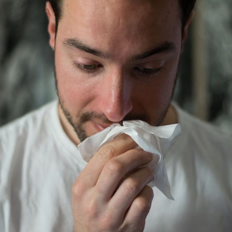 Man with allergies.