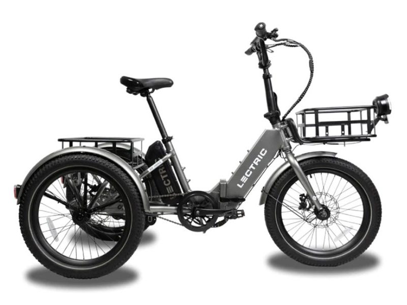 Lectric XP Folding Electric Trike on a white background.