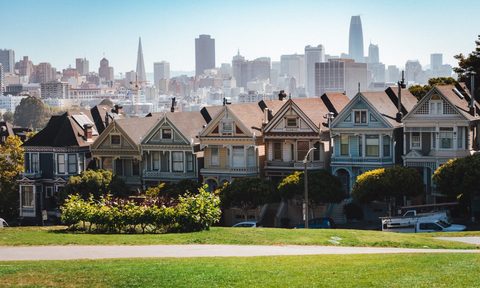A row of houses on a neighborhood street