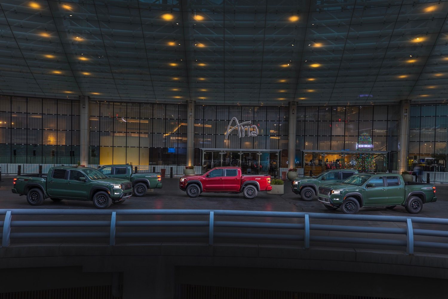2022 Nissan Frontier Pro-4X parked in front of the Aria hotel in Las Vegas.