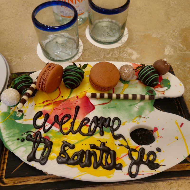 A welcome plate at the Four Seasons Resort Rancho Encantado Santa Fe in Santa Fe, New Mexico.