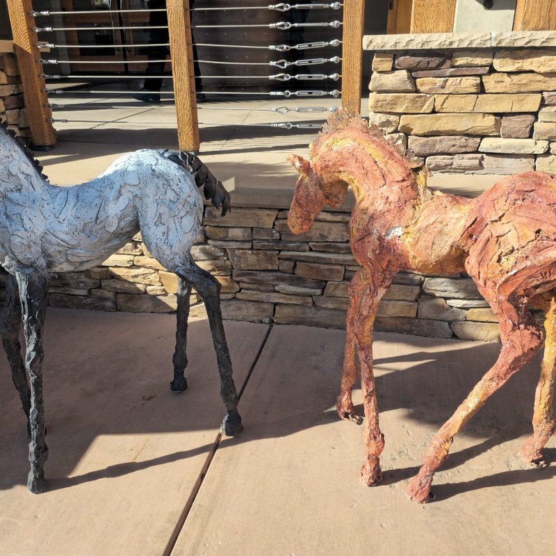 A pair of horse sculptures at the Four Seasons Resort Rancho Encantado Santa Fe in Santa Fe, New Mexico.