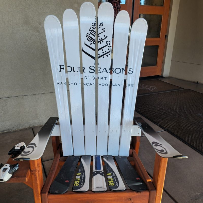 A recycled ski chair outside the Four Seasons Resort Rancho Encantado Santa Fe in Santa Fe, New Mexico.