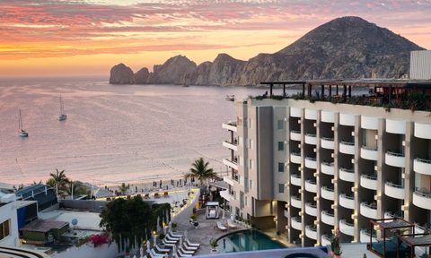 A spectacular sunrise at Corazón Cabo Resort & Spa in Cabo San Lucas, Baja California Sur, Mexico.