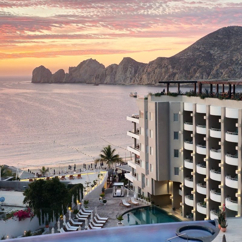 A spectacular sunrise at Corazón Cabo Resort & Spa in Cabo San Lucas, Baja California Sur, Mexico.