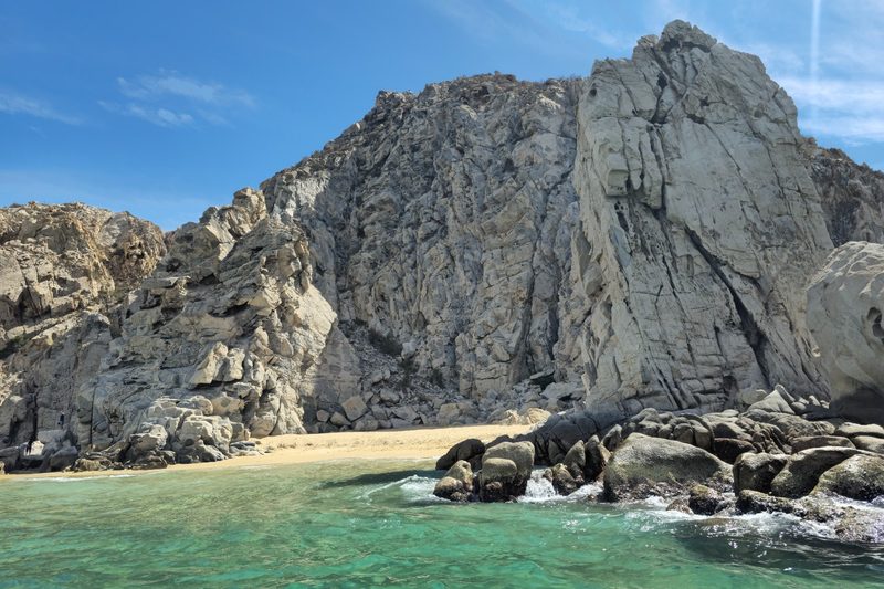A view of Lovers Beach in Cabo San Lucas, Baja California Sur, Mexico.