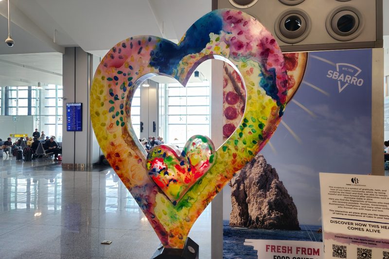 The heart sculpture at Los Cabos International Airport in Las Veredas, Baja California Sur, Mexico.