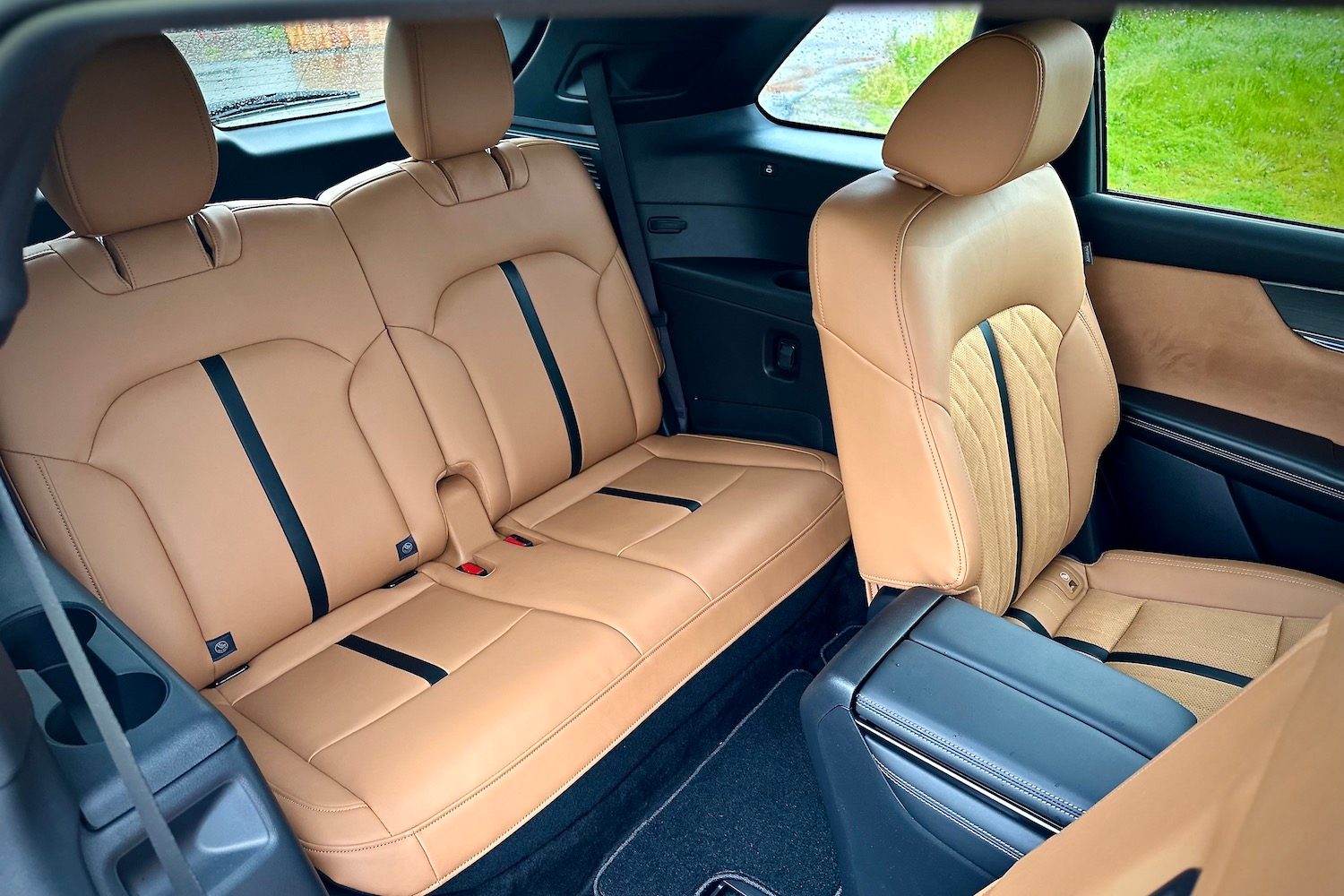 Third row seats in the 2024 Mazda CX-90 from overhead.