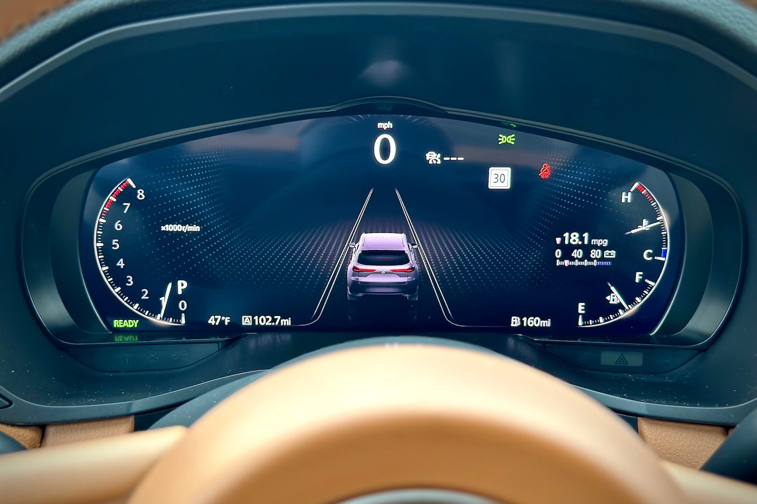 Close up of instrument cluster in the 2024 Mazda CX-90.