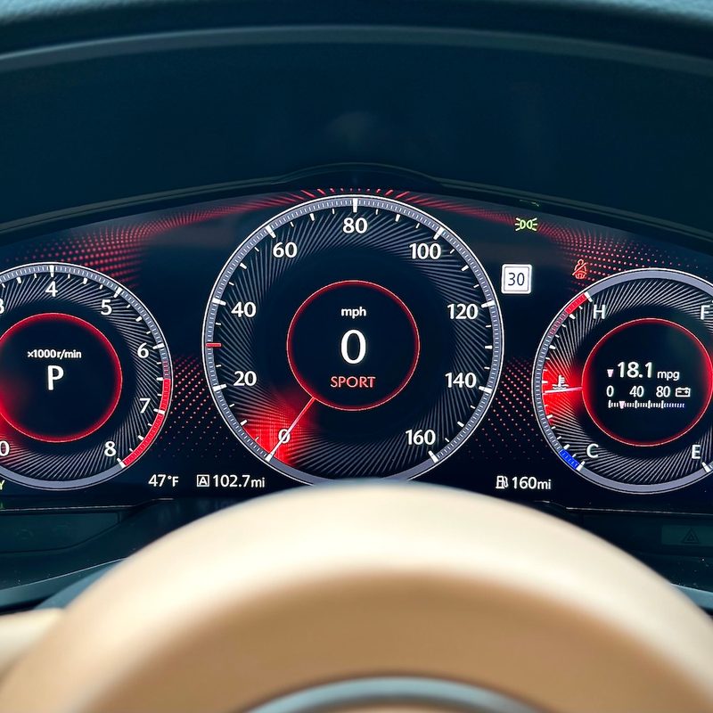 Sport mode instrument cluster in the 2024 Mazda CX-90.