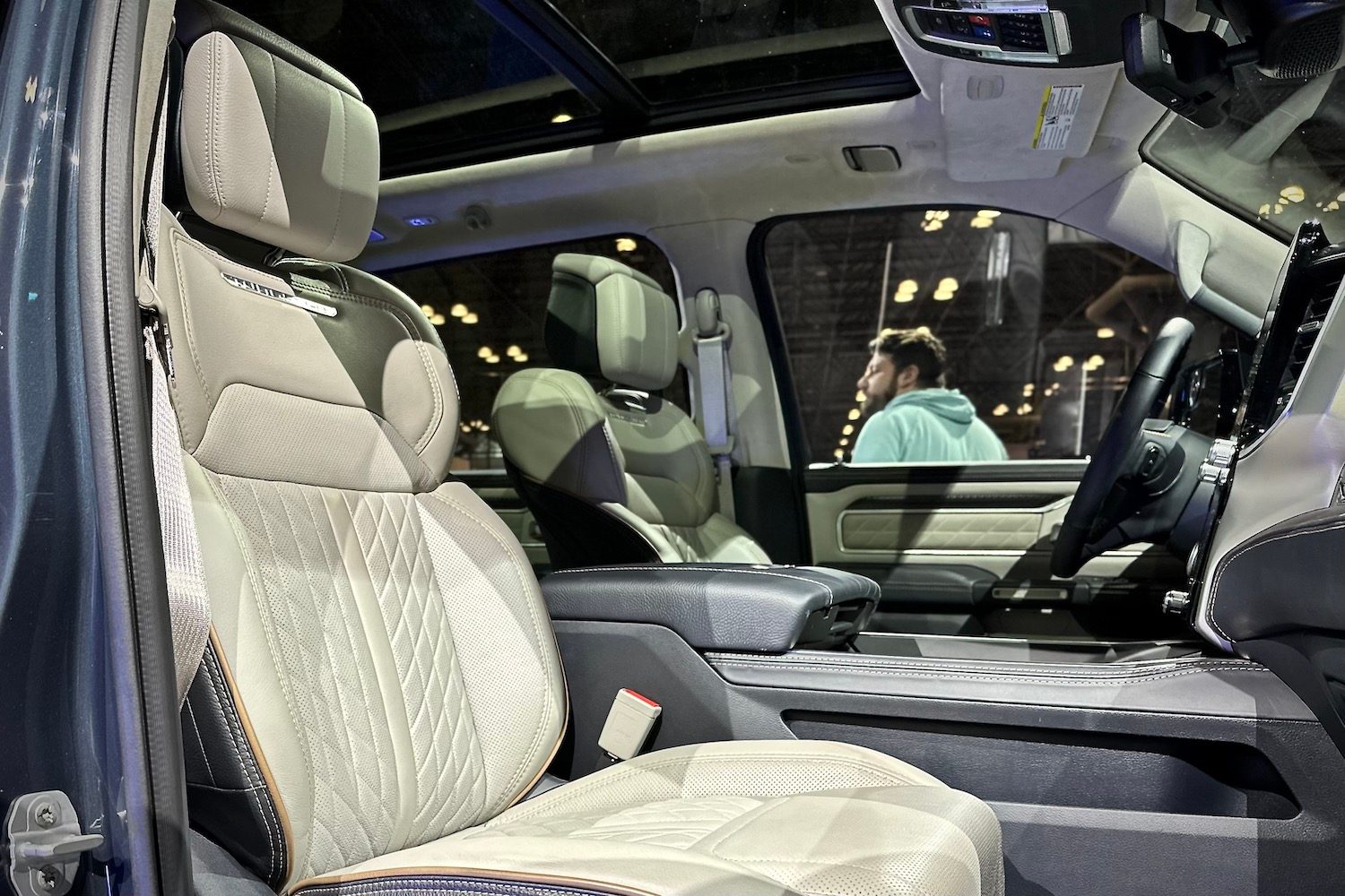 Close up of front seats in the 2025 Ram 1500 REV.
