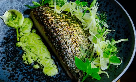 Local Black Bream with fennel, chickweed, and sudachi at Vestry
