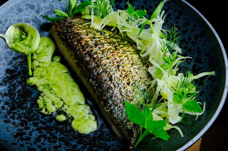 Vestry Black Bream on plate.