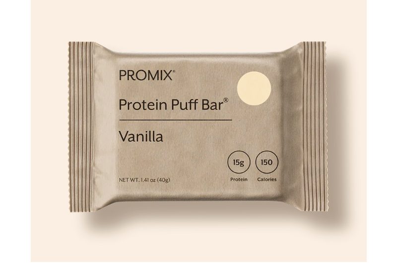 Promix Vanilla Whey Protein Puff Bar, protein bar.