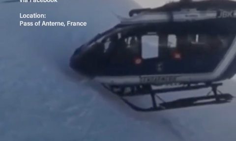 Screenshot from a video of an incredible helicopter rescue in Europe.