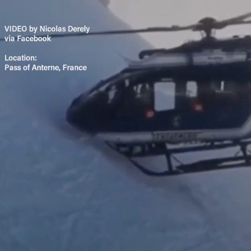 Screenshot from a video of an incredible helicopter rescue in Europe.