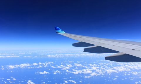Airplane in a blue sky